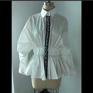 Uterque rhinestone blouse white black